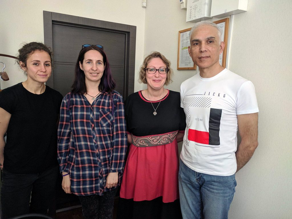 From left to right: Human Constanta Lawyer Alena Chekhovich, Co-Founder Nasta Lojko, Foreign Nationals and Stateless Persons Issues Coordinator Enira Bronitskaya and Mehrdad Jamshidian.